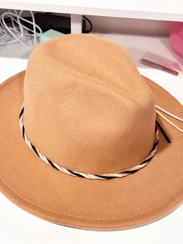 Brown Vegan Felt Safari Hat Ribbon Twine Festival One Size - Image 3