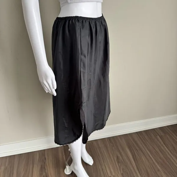 Vintage Warners Lace Half Slip Satin Black XL - Image 4