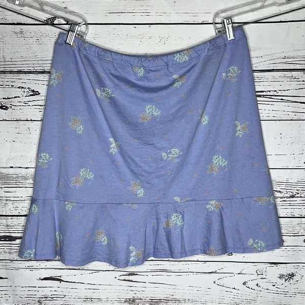 Patagonia XL Purple - Blue Floral Print Ruffle Flounce Hem Alpine Valley Skirt - Image 3