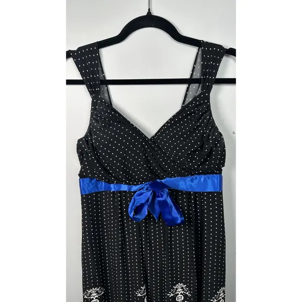 Vintage‎ My Michelle Medium Dress Sweetheart Black White Blue Party Polka Dot - Image 2