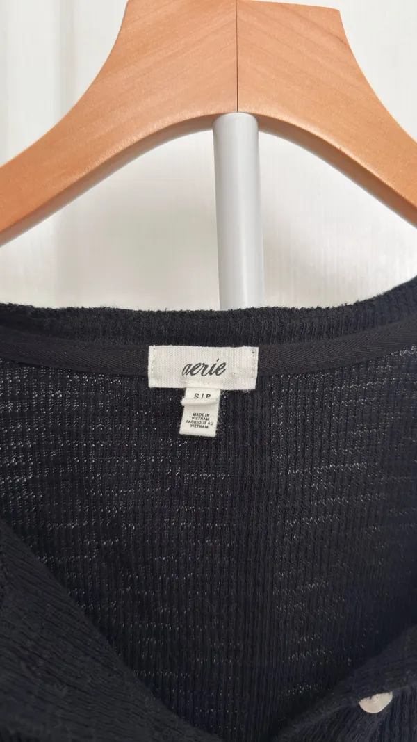 Black Aerie Button Tank Top - Image 2