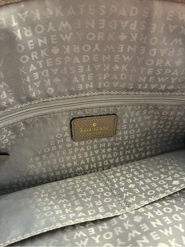Kate Spade Larchmont Avenue Logo Penny Tote Bag Leather Purse Cityscape Taupe - Image 6