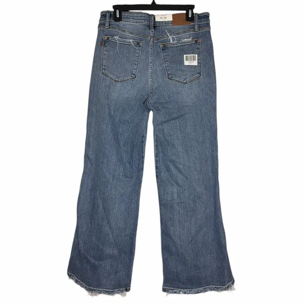 NWT Judy Blue Retro Wide Leg High‎ Waist Raw Hem Jeans size 15 / 32 - Image 2