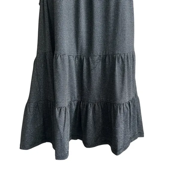 Gigio‎ Women Party Y2K Tiered Tunic Babydoll Top M Black Metallic Silver Shimmer - Image 5