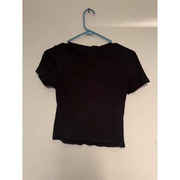 Skims Womens Black Ribbed Short Sleeve Crew Neck T-Shirt‎ Size Large L - Image 2