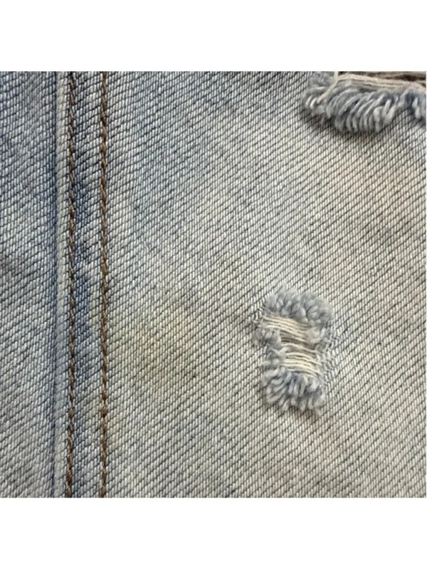 Free People We The Free Distressed Denim Mini Skirt Button Fly Light Wash Sz 30 - Image 6