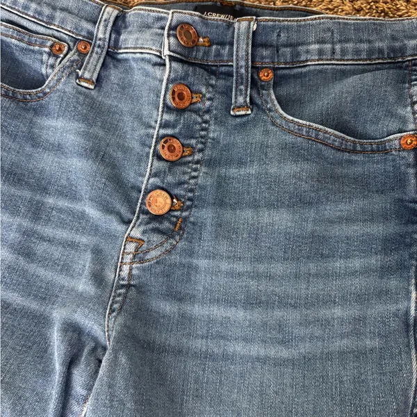 J. Crew Raw Hem Button Fly Cropped Vintage Straight Jeans - Image 5