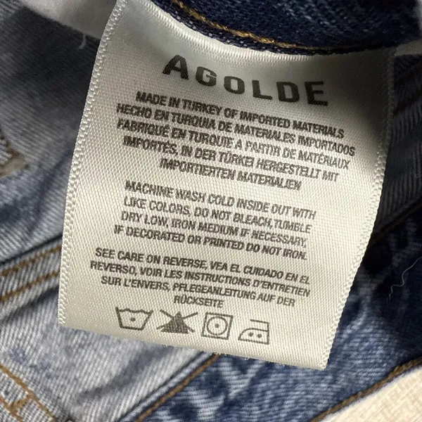 Agolde denim button fly‎ raw hem Ripley jeans size 24 - Image 4