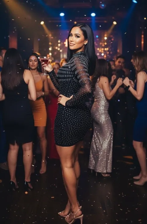 Mesh Party Black nwot bodycon sparkle bling dress - Image 3