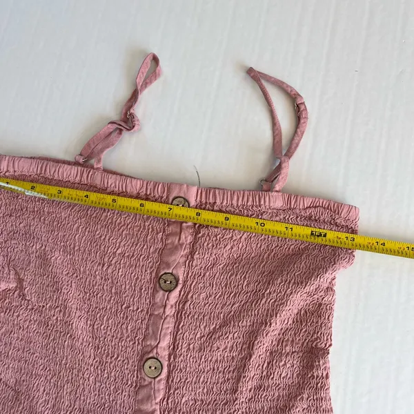 Jumpsuit Sz‎ L Smocked Stretch Pink Pull On Wide Leg High Rise Tank Cisono - Image 9