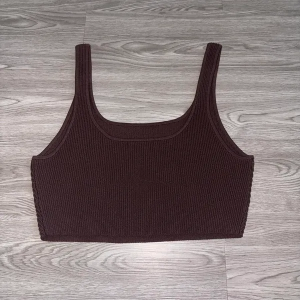 Aritzia Babaton Dark Brown Ribbed Tank Top  - Image 3