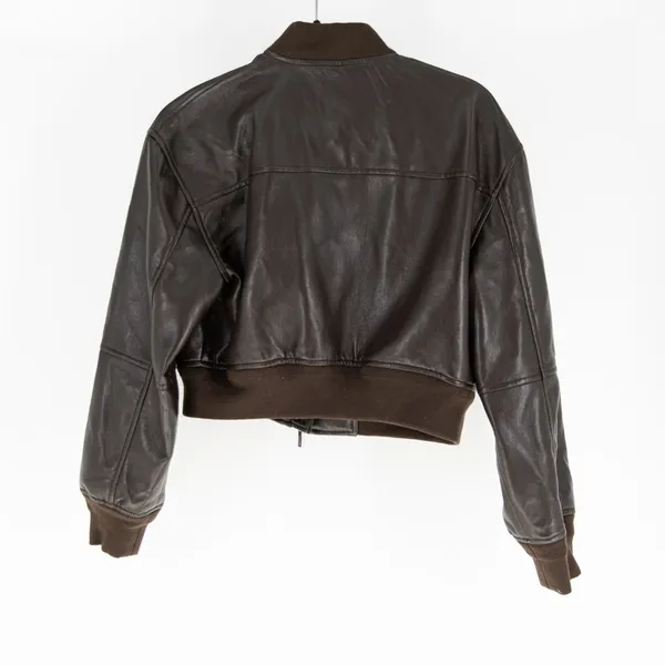 Aritzia Babaton Synergy UnReal Faux Vegan Leather Bomber Jacket Rich Mocha Brown - Image 4