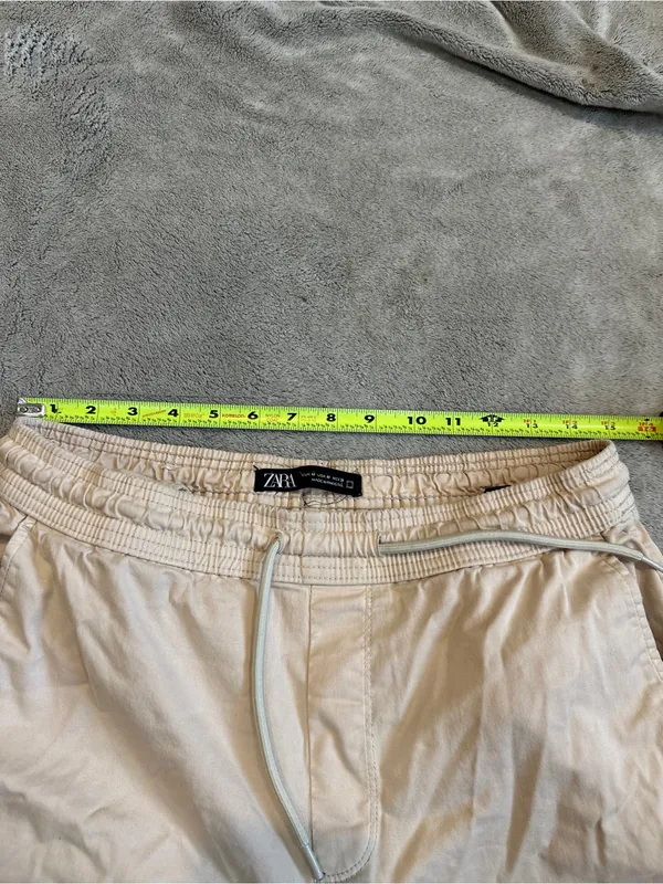 Zara Cream Elastic Waistband Casual Pants - Image 6
