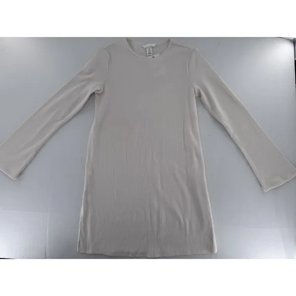 H&M Maternity Mama Long Sleeve Shirt Ribbed Basic Crewneck Minimalist Ivory - Image 3