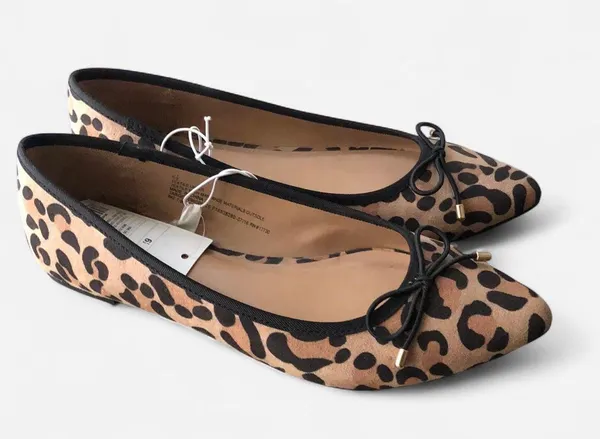 NWT Leopard animal print ballet ballerina flats bow detail pointed toe-6.5 #coquette - Image 2
