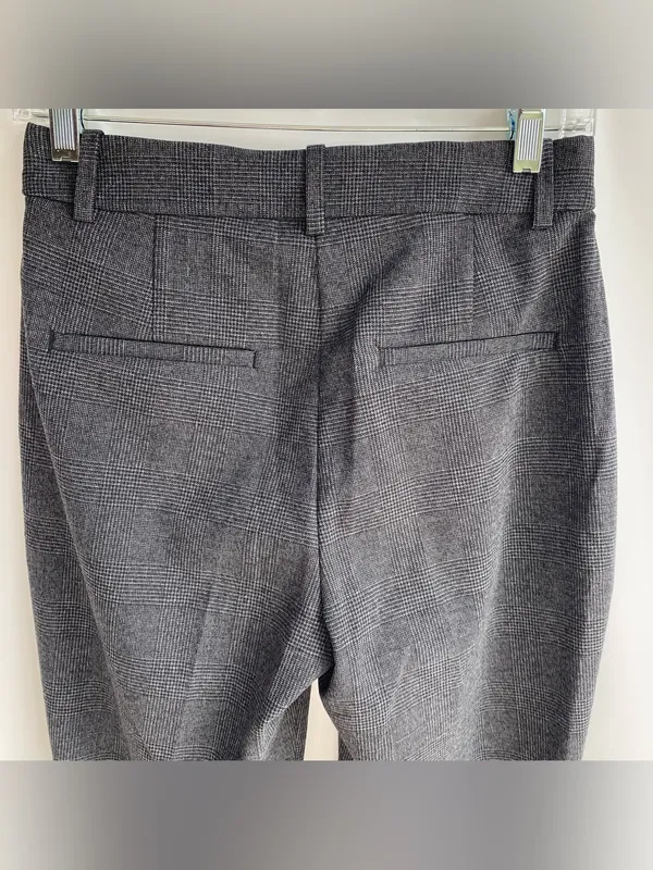 H&M grey plaid slim ankle slacks equestrian preppy academia fall winter office 4 - Image 8