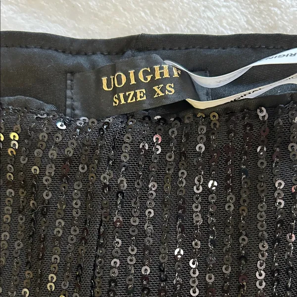 Uoighf Black Sequin High Waist Shorts Size XS - Image 2