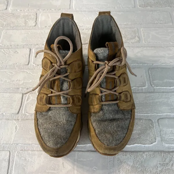 Sorel Kinetic Caribou Snow Boots‎ Womens 7.5 Light Brown Leather Gray Waterproof - Image 6
