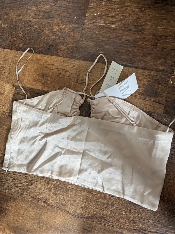 ZARA Pale Blush Satin Bandeau Bralette - Image 6