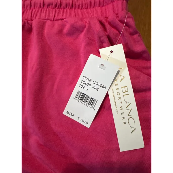 La Blanca Resortwear Pink 2 Piece Set Quarter Zip Crop Hoodie & Shorts LB3VB51 S - Image 7