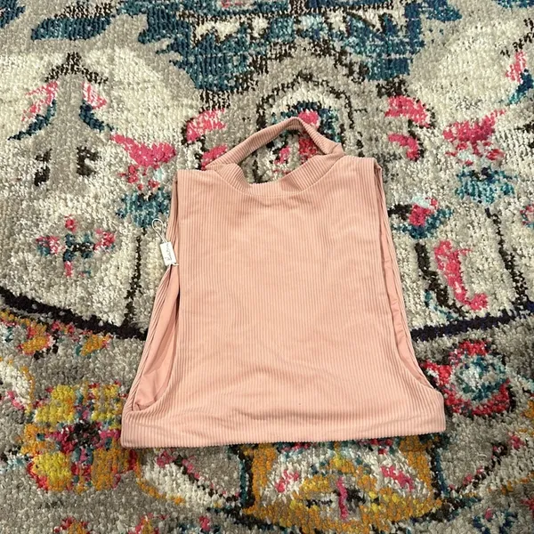 Frankie's Bikinis HANALEI RIBBED BIKINI REVERSIBLE BABY PINK TOP M - Image 6