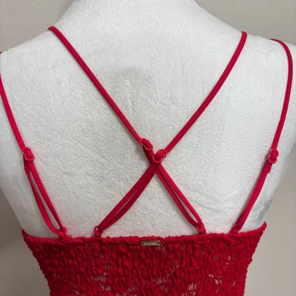 Victoria's Secret PINK Bralette Red Lace Adjustable Lined Wireless Festival Sz S - Image 3