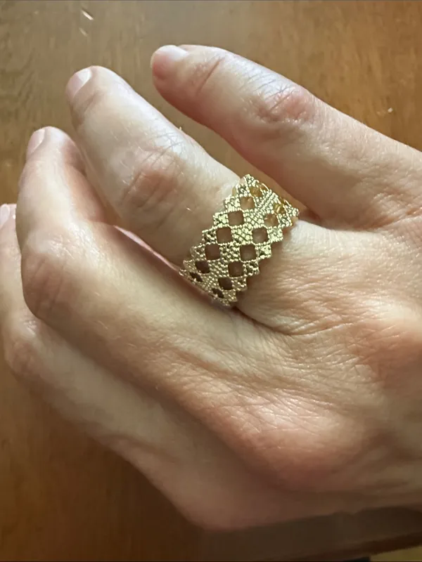 Textured Openwork Gold-Tone Band Ring for Women Size 6 1/4 - Image 7
