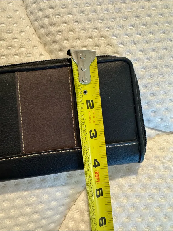 Leather Wristlet Wallet - Black with Brown Stripe - Image 2