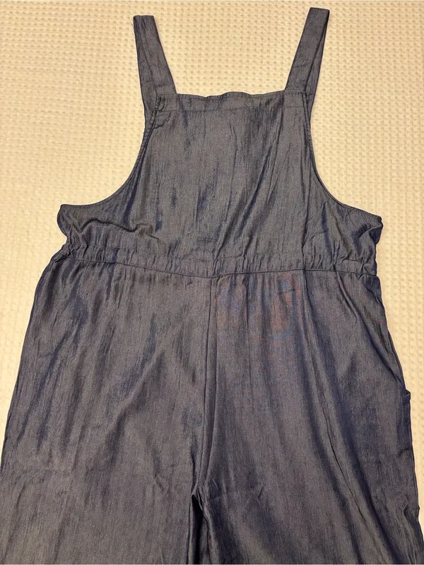 NEW! LuLaRoe JULIET Dark Blue Chambray Denim Overalls Jumpsuit Size MEDIUM - Image 11