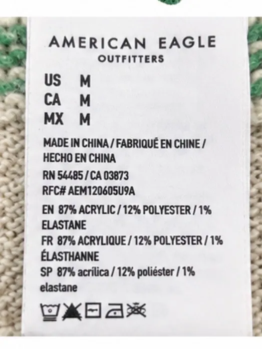 American Eagle Green & Cream Fair Isle Sweater Size Medium - Image 5