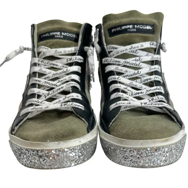 Philippe Model PRSX High Sneaker in Camouflage Military Fuschia Green Size 6 - Image 16