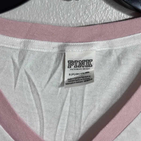 PINK Victoria’s Secret Women White/Pink Top Shirt Size Small.‎ - Image 3