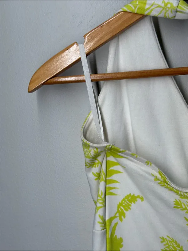 Liz Claiborne Y2K Tropical Halter Top Lime Green White Resort Coquette Vacation‎ - Image 7
