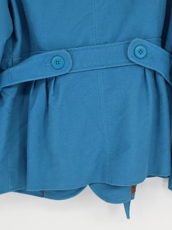 L.L.Bean Cumberland Jacket Women’s Mediim Regular Teal Blue Belted Cotton Trench - Image 11