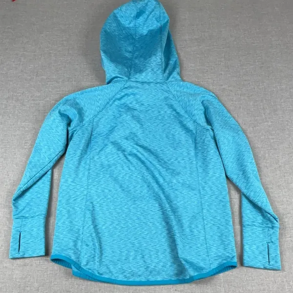 Athleta Hoodie Womens XL Blue Pullover Fleece Kangaroo Pocket Thumbholes Stretch - Image 11