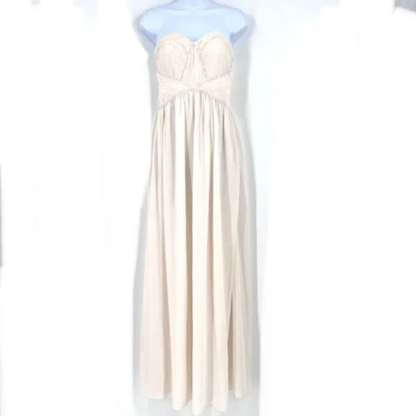 Lulus A‎ Star is Born Cream Strapless Maxi Dress Beaded Embellished Medium - Image 3