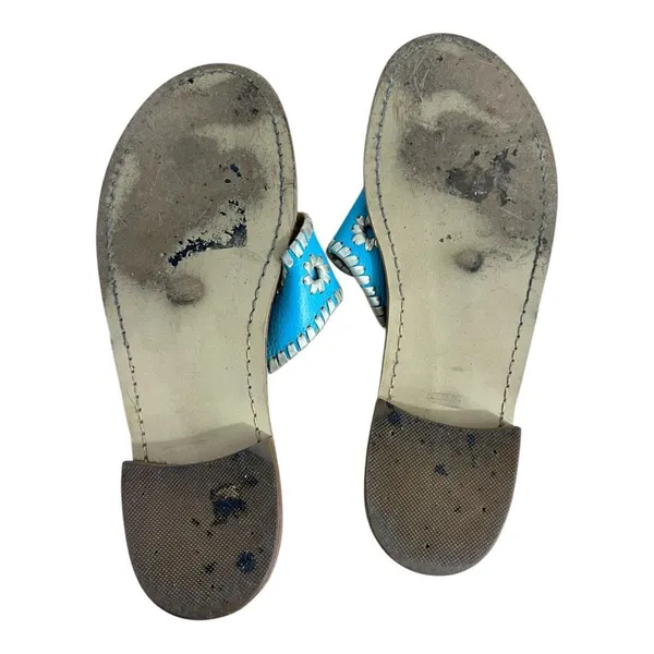 Jack Rogers Navajo Turquoise Blue Leather Whipstitch Sandal Shoes Palm Beach 9 M - Image 10