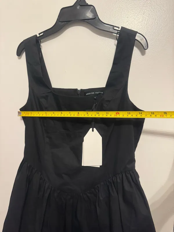 English Factory Women's Poplin Square Neck Bubble Hem Dress Size Small - Image 8