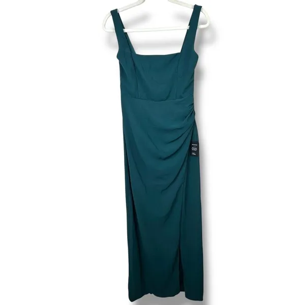 NEW Lulus Glamorous Disposition Emerald Green Square Neckline Ruched Maxi Dress - Image 5