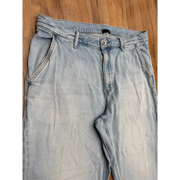 UNIQLO U Jeans XL Light Wash Wide Leg Baggy Relaxed Japanese Denim - Image 3