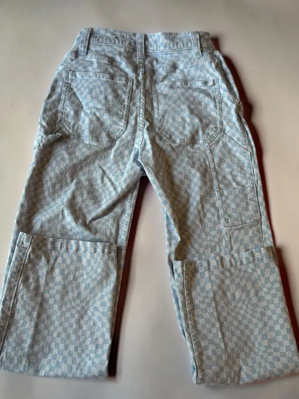 Hollister California High-Rise Utility Dad Pants - Blue Checkered - Image 2