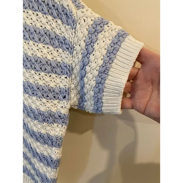 Anthropologie Maeve Knit Open Back Top Blue and White Stripe Sz XXS - Image 3