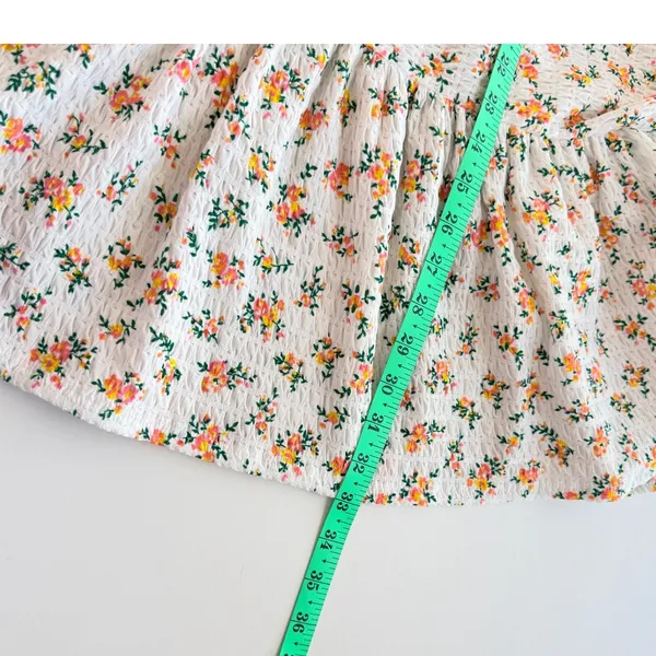 ASOS Dress Sz 16 Floral Smocked‎ Babydoll Crepe Puff Sleeve Tiered Boho - Image 10