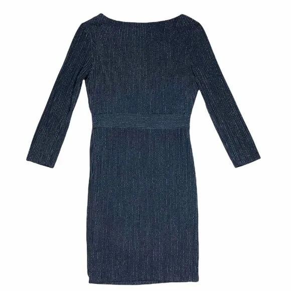 Forever 21 Grey Metallic Long Sleeve Bodycon Cocktail Dress‎ Size Small - Image 2