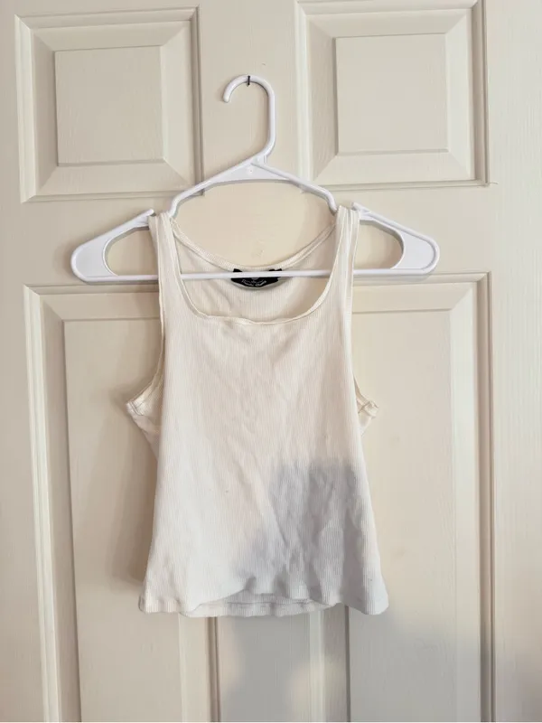 Aerie White Ribbed Tank Top - Image 2