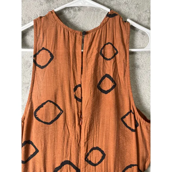 Eva‎ Franco Faith Jumpsuit Rust Geometric Wide Leg Halter Boho 4 - Image 6