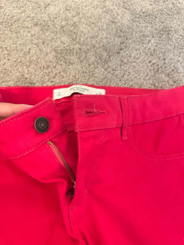 Abercrombie & Fitch Women Velvet Pants Pink 6/28 W Skinny Zip - Image 5
