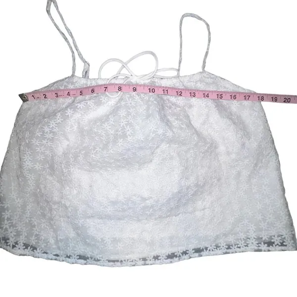 Heatherly‎ Tamar White Floral Embroidered Lace Cropped Cami Tank Top Women Large - Image 5