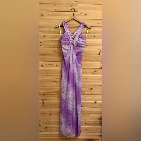 Vintage Y2K Taboo Small Purple Ombre Sparkle Glitter Fairy Whimsigoth Prom Dress - Image 2