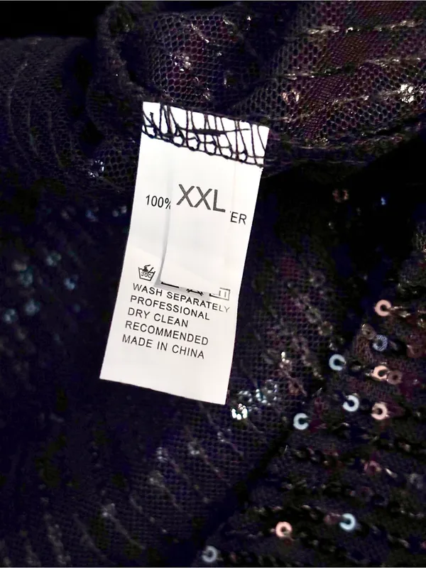 Sheer Black Sequin Button - Image 3